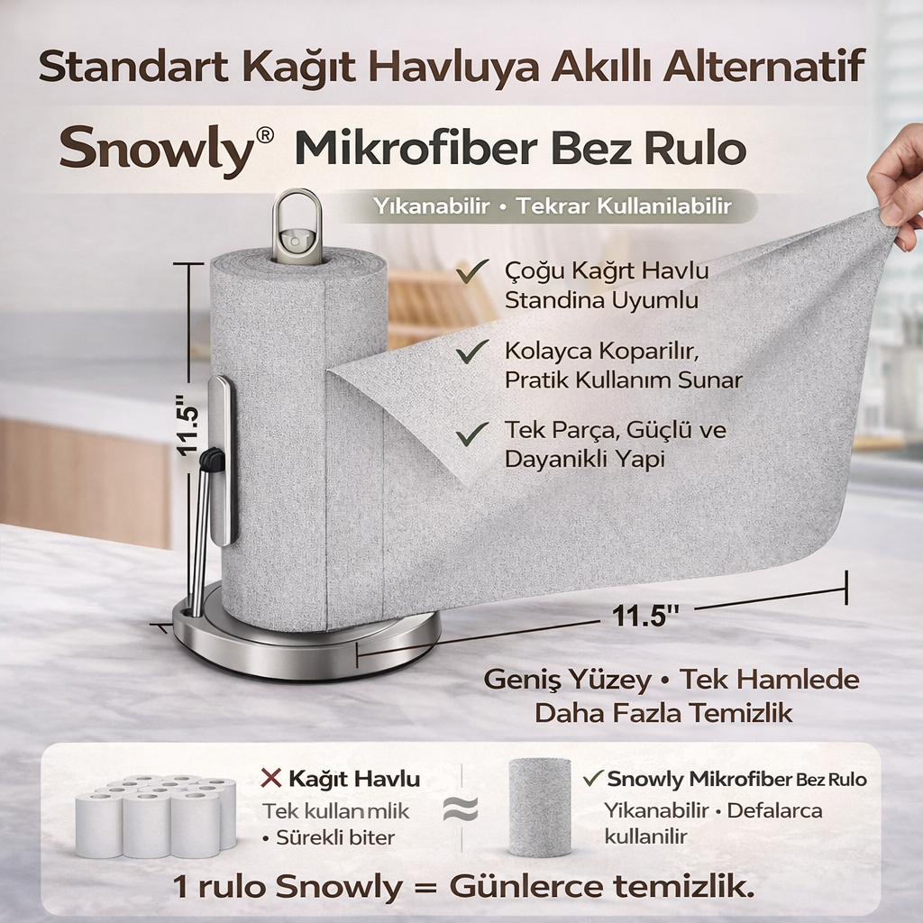 Snowly CleanX™ Rulo Mikrofiber Havlu