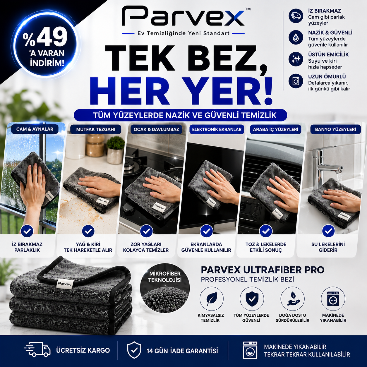 PARVEX™ UltraFiber Pro Temizlik Havlusu